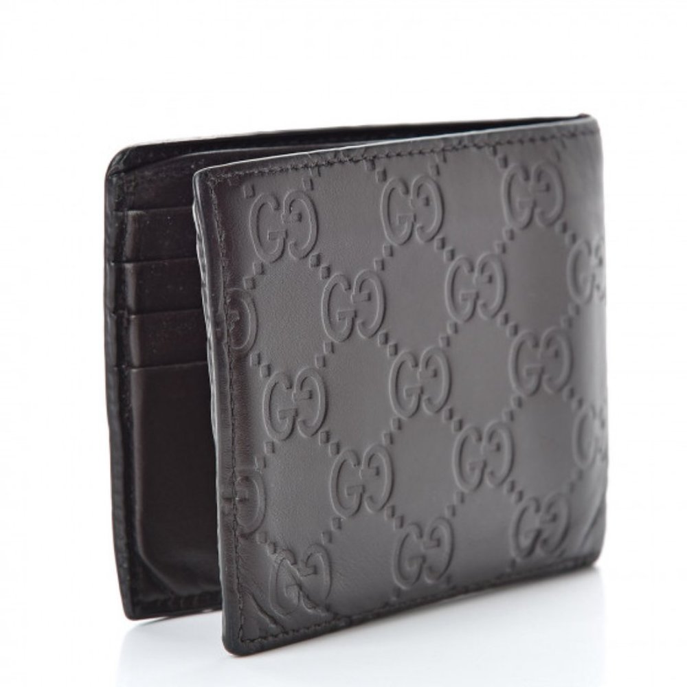 Gucci Signature Leather Bi-fold Wallet in Brown NEW IN BOX